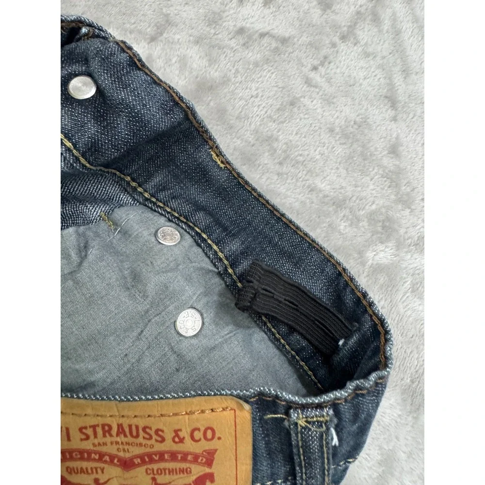 Levis 505 Jeans Boys 28x30 16 Regular Youth Blue Straight Dark Wash‎ Stained